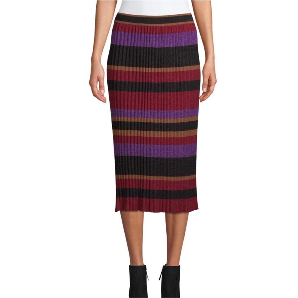 NWT Sui By Anna Sui Skirt Maxi Striped Pleated Knit